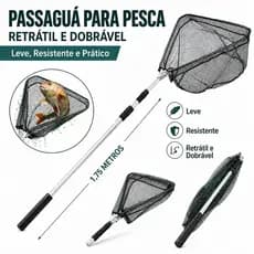 Passaguá de Pesca 1,75m em Alumínio Retrátil Dobrável – Ideal para Lago, Rio e Pesca Esportiva
