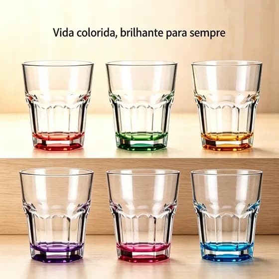 kit6 Copa de vidro colorido de 50ml para vinho água ou cerveja multifuncional ideal para uso doméstico e na alimentação