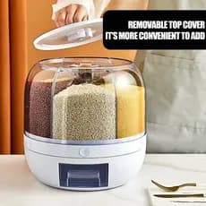Dispenser De Arroz Rotativo Organizador De Alimentos Secos Grande Porta Cereais E Graos Recipiente Cozinha Vertical
