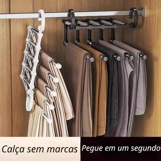 Cabide Multifuncional para Calças de Inox com 5 Divisórias Branco