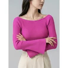 Blusa Feminina Modal Manga Flare Canelado Elegante - ALS1023
