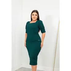 Vestido Laís Tubinho Manga 3/4 Moda Feminina Cristã Comportado Detalhes