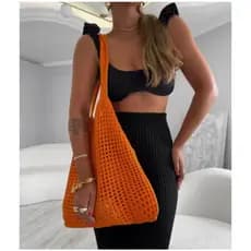 Bolsa Tricot Feminina Praia Ecobag Blogueira Verão 2025 Crochê