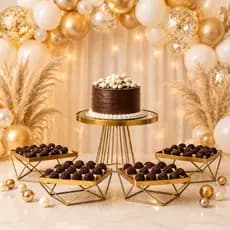 KIT 1 BOLEIRA 30CM E 4 DOCEIRAS/BANDEJAS FERRO SUPORTE PARA BOLOS DOCES DECORAÇÃO DE FESTAS DIAMANTE