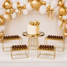 KIT 1 BOLEIRA 30CM E 4 DOCEIRAS/BANDEJAS DE FERRO SUPORTE PARA BOLOS E DOCES DECORAÇÃO DE FESTAS