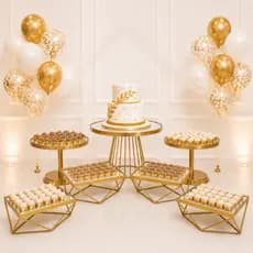 KIT 1 BOLEIRA 30CM E 6 DOCEIRAS/BANDEJAS FERRO SUPORTE BOLOS DOCES DECORAÇÃO DE FESTAS DIAMANTE ALTA