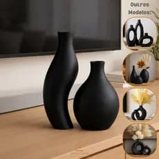 Vasos Decorativos Cerâmica Fosca Minimalista 7 Modelos Modernos Mesa de Centro Nude Preto