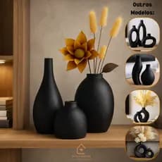 Vasos Decorativos em Cerâmica Fosca Minimalista 7 Modelos Modernos Sala de Estar Aparador Nude Preto
