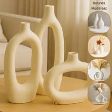 Vasos de Cerâmica Minimalistas Trio Decorativo Moderno Sala, Escritório e Ambientes Sofisticados