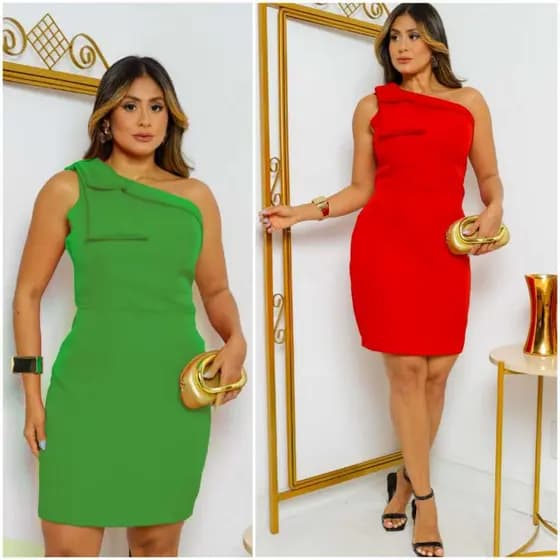 Vestido Femenino Manga Mula de Alfaitaria con Infeite Laço elegante no Hombro