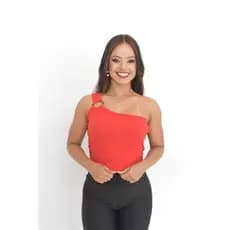 Cropped Femenina de un Hombro con 1 Argola de Ribaninha