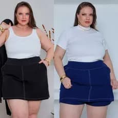 Shorts Saia Femenina Plus Size de Alfaiataria