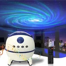 Projetor de Luz Estrelas Galáxia Astronauta Bluetooth Caixa de Som Lampada Noturna Quarto Infante Controle