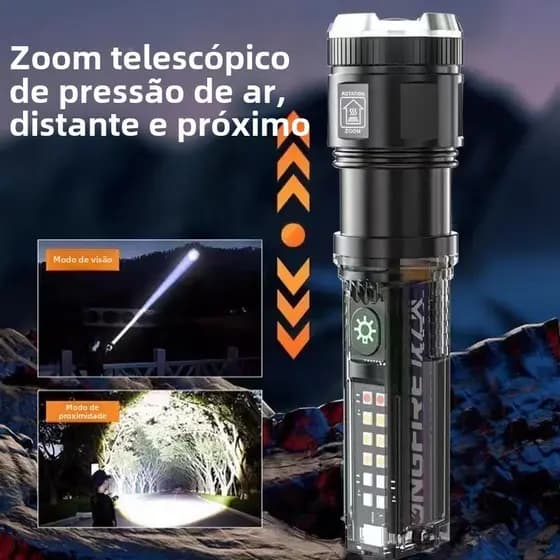 lanterna de led Solar Ultra Brilhante Laser Lanterna Zoom de Longo Alcance Pesca e camping