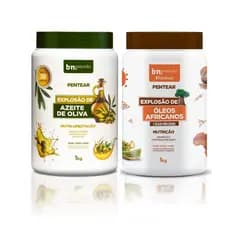 Kit Creme De Pentear Cachos Óleos Africanos 1kg + Creme Pentear Azeite De Oliva 1kg