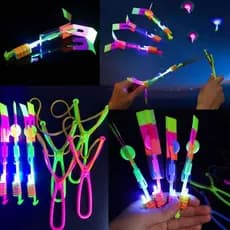 Kit5/10/15/20/25/30Brinquedo Avatar Voador Rotativo Foguete Lançador Estilingue Brilha Luz De Led Helicoptero
