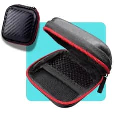 Case Estojo Bolsa Bag Para Fone De Ouvido Resistente Fibra de Carbono Preto A Prova D'água