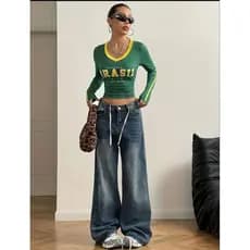 Blusa feminina manga longa para frio copa do mundo do brasil hexa 2026 estampada brasil south america gola triangulo