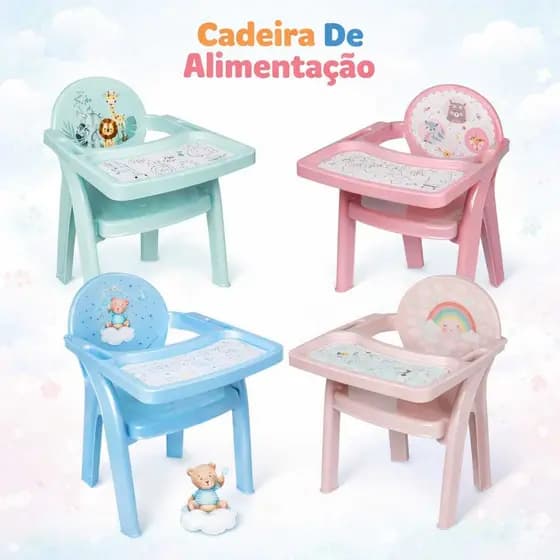 Cadeira De Alimentação Portátil Com Bandeja Para Colorir Infantil Plasutil Poltrona Para Refeições