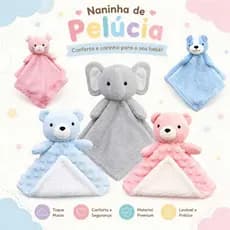 Naninha Bebe Pelucia Bichinhos  35 X 35 Macio Suave Naninha Bebê Estampa Fofa E Toque Suave
