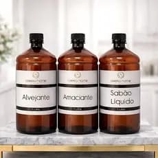 Kit Lavanderia Dispenser Organizador Frascos Premium 1Litro Cloro Sabão Amaciante