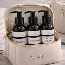 Kit Frascos Organizador 100ml de Viagem Shampoo Condicionador e Sabonete Higiene e Cuidados