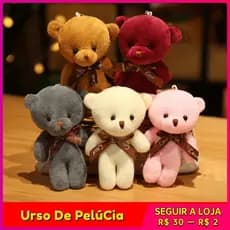 12cm Ursinho De Pelúcia De Desenho Animado Com Pingente De Bolsa De Brinquedo