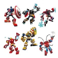 Lego Brinquedo De Blocos De Construção Dos Vingadores Homem-Aranha/Capitão América/Mecha