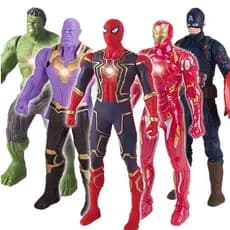 Luz LED Vingadores Figuras De PVC Super Herói Homem-Aranha Hulk Bonecos Modelo Brinquedos Brilhantes Para Menino Presente De Aniversário
