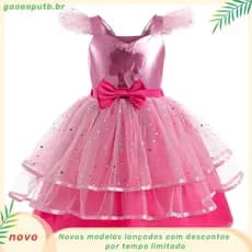 Barbie Cosplay Vestido de verão para raparigas Desenho animado bonito Moda De Verão Vestido De Princesa Pequena Present