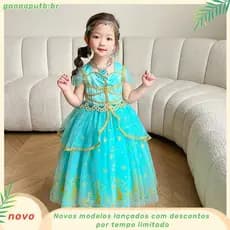 Vestido De Princesa Aladdin Lâmpada Mágica Jasmine Criança Para O Halloween Carnaval
