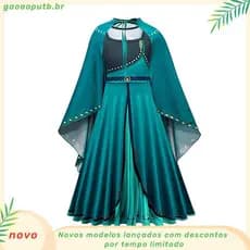 Vestido Longo Princesa Anna Frozen 2-Fantasia Halloween Elsa Queen Dress Girl Role Playing Party Dress Cloak