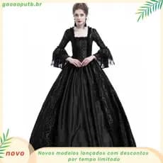 Mercado de |     Vestido Medieval Renascentista de Halloween, Vestido de Baile de Rainha, Manga Longa ZPRF