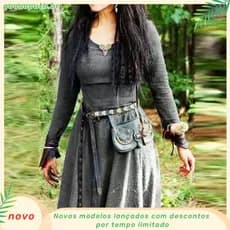 Medieval Vestido Mulheres Manga Comprida Maxi Robe Vintage De Fadas Elven Renacência Celtic Viking Gótico Roupas Fantas