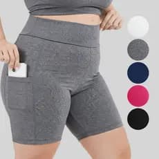 Bermuda Legging Feminina Plus Size Com Bolso Suplex Cintura Alta Fitness Conforto suplex grosso bolso lateral 3039.C2