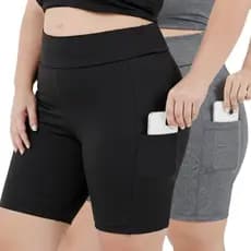 Bermuda Legging Feminina Plus Size Cintura Alta Zero Transparência Com Bolso Academia Bolso Celular 3039K
