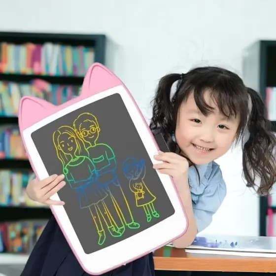 Lousa Magica Gatinho 8,5" POLEGADAS Lousa Digital Colorida LCD Infantil – Formato Gatinho com Caneta