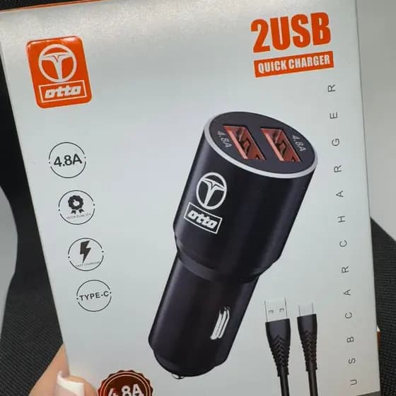 Carregador Veicular com 2 Saídas USB + Cabo Tipo C
