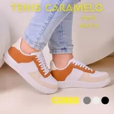 Tenis Couro Feminino Casual  Preto Branco Super Confortável 34 Ao 43 Ideal para o Dia a Dia