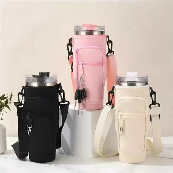 Bolsa Porta Garrafas De Água Compatível Com Copo 40oz 1,2 Litro Para Celular Chaveiro Com Alça De Ombro Ajustável