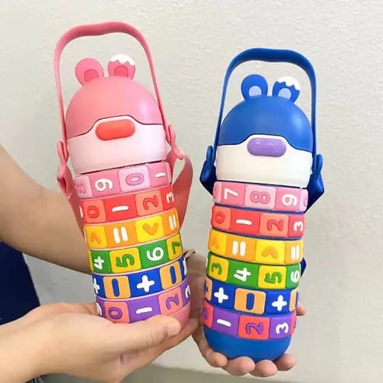 Garrafa De Água Infantil Interativa Educacional 430ML E Tabuada Números E Contas interativa De Contas Giratórias