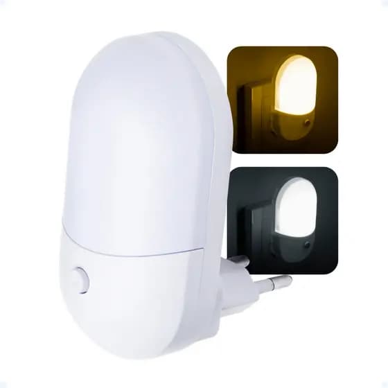 Luminária De Tomada Abajur Para Quarto Corredor Led Suave Amarelo E Azul Quarto Infantil Bebê
