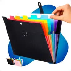 Porta Documentos Pasta Arquivos Escolar Sanfonada Divisórias Com Cores Organizadora Para Escritório
