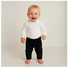 Body bebê manga longa com gola polo 100% algodão premium branco
