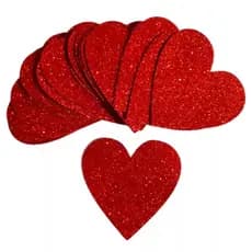 Aplique Coração Eva Glitter Vermelho Decoração Natal Diversos Tamanhos