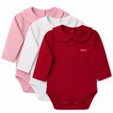 Body Bebê Manga Longa Gola Boneca 100% Algodão Premium | Várias Cores