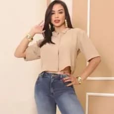 Blusa Camisa Feminina  Manga Curta LISO Estilosa Verão 2026
