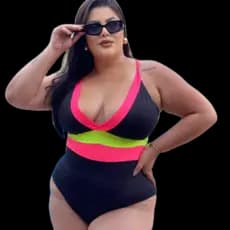 MAIO BODY COM DETALHE  NEON TENDENCIA PRAIA PICINA PLUS SIZE