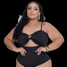 Maiô body com detalhe de estrela do mar plus size com bojo e alça