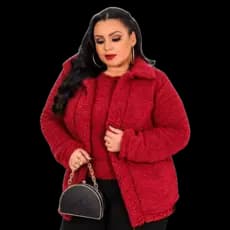 Casaco Teddy Longo Plus Size Pelinho Peludo